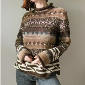 Vintage High Sierra Chunky Knit Mock Neck Sweater Size M